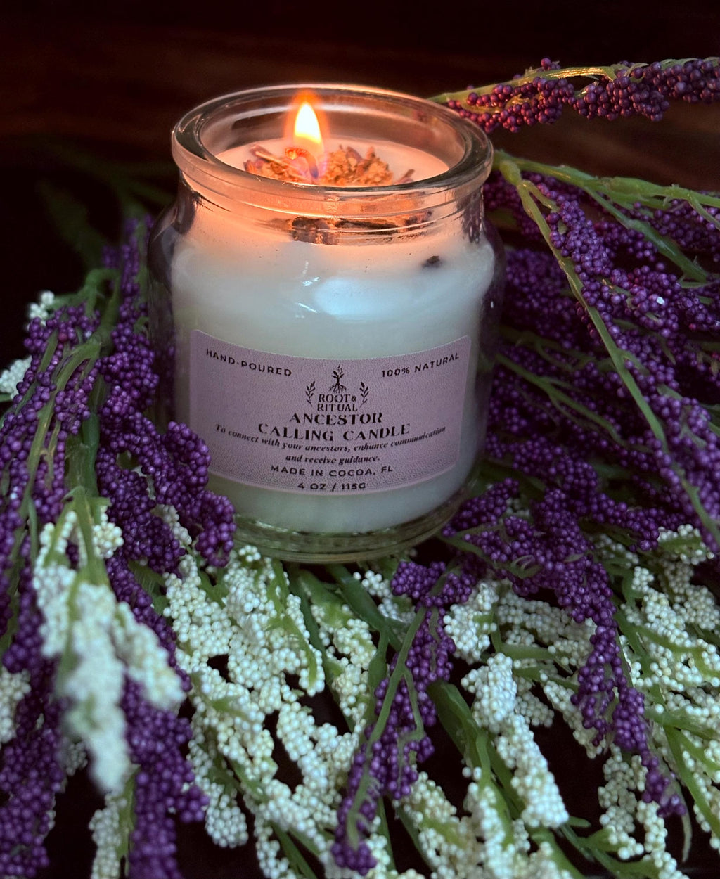 Ancestor Calling Candle (4oz) with Spell Card - Spiritual Connection • Ancestral Veneration • Wisdom • Guidance • Rootwork