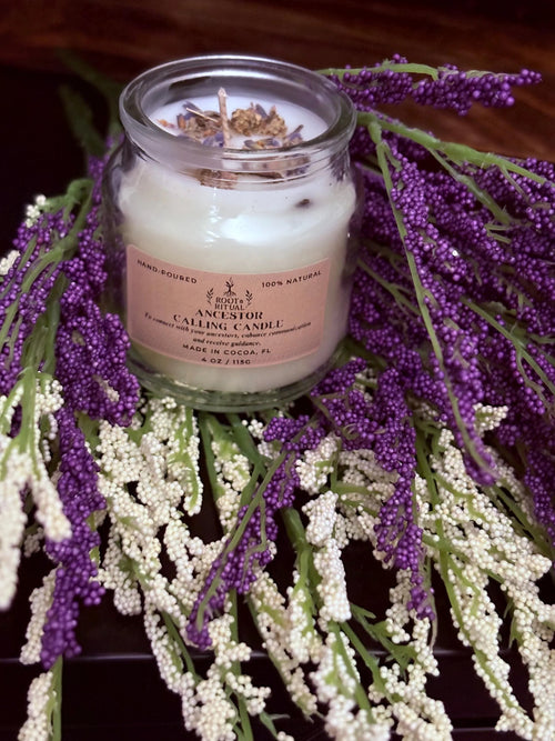 Ancestor Calling Candle (4oz) with Spell Card - Spiritual Connection • Ancestral Veneration • Wisdom • Guidance • Rootwork