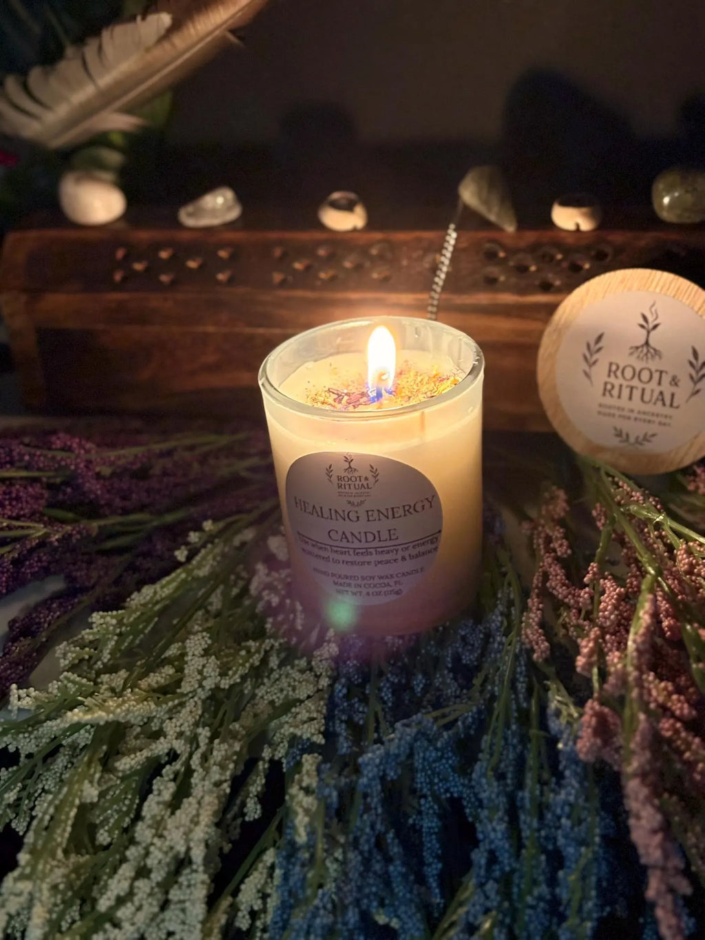 Healing Energy Ritual Candle | Spiritual Healing and Emotional Balance | Self Care Candle | Calm and Renewal Candle (4 oz)