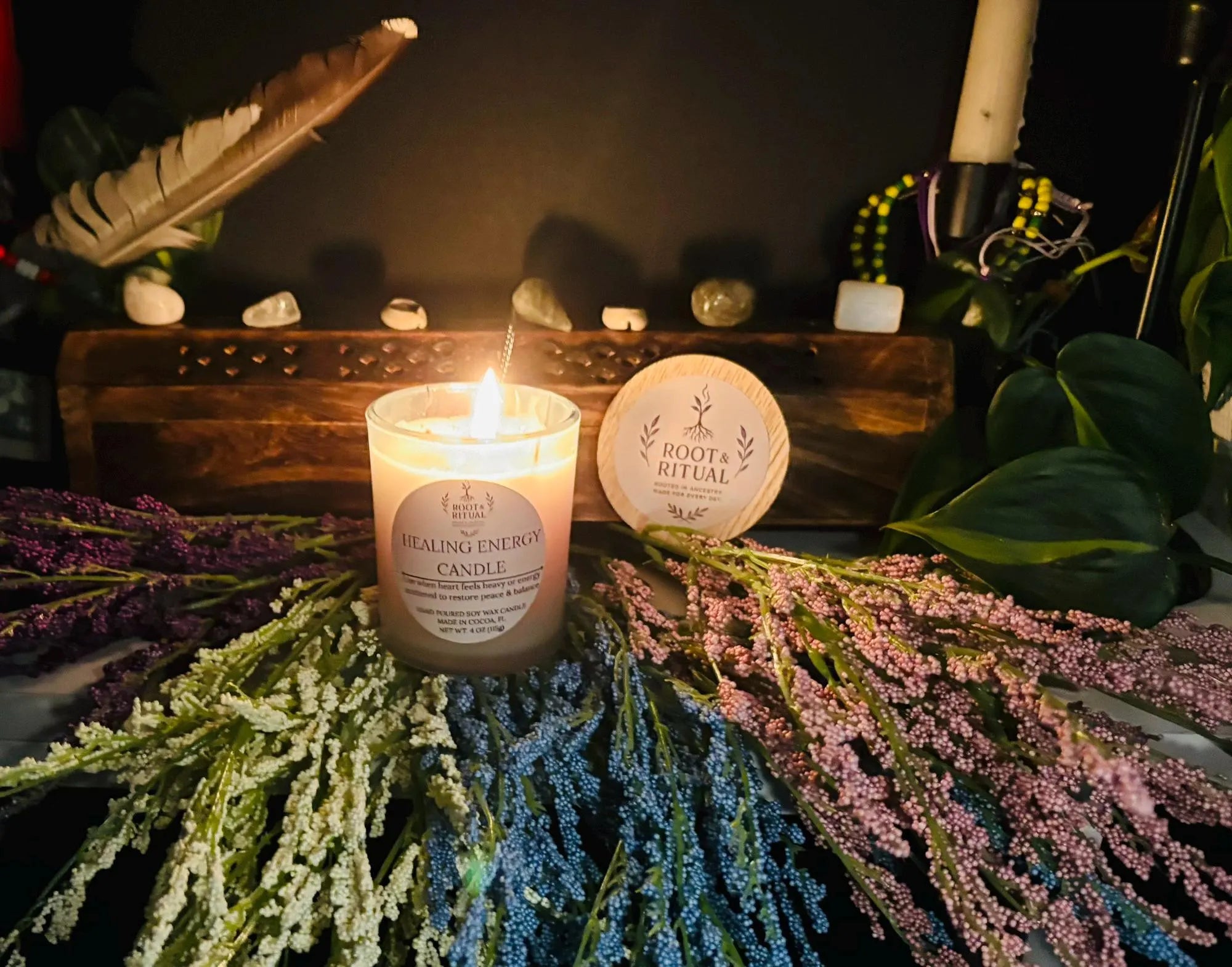 Healing Energy Ritual Candle | Spiritual Healing and Emotional Balance | Self Care Candle | Calm and Renewal Candle (4 oz)