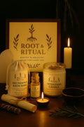 Good Fortune Kit – Abundance Ritual Set with Candle, Bath, Oil and Spell Card – Root & Ritual Hoodoo-Inspired Blessings Kit