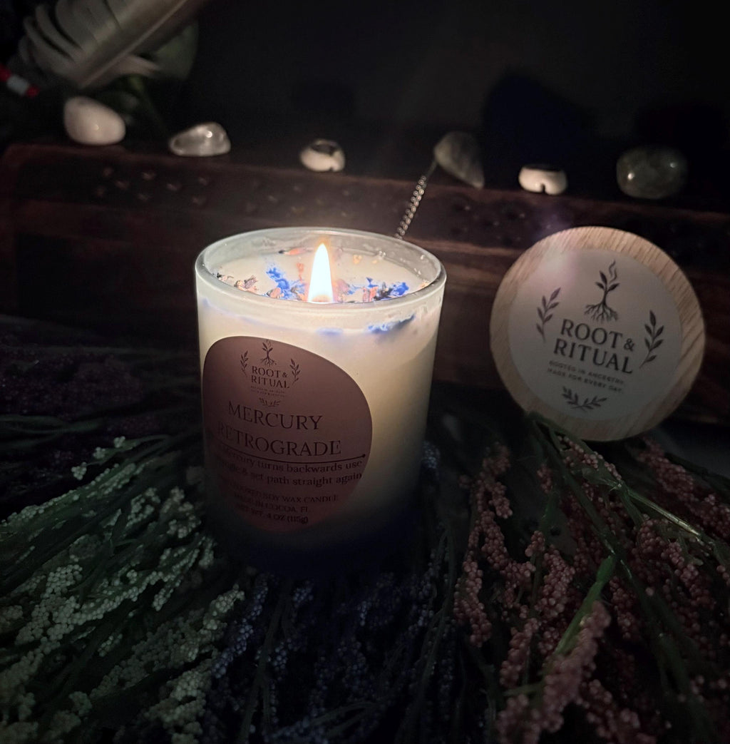 Mercury Retrograde Survival Candle | Clarity, Communication, Protection Ritual (4oz)