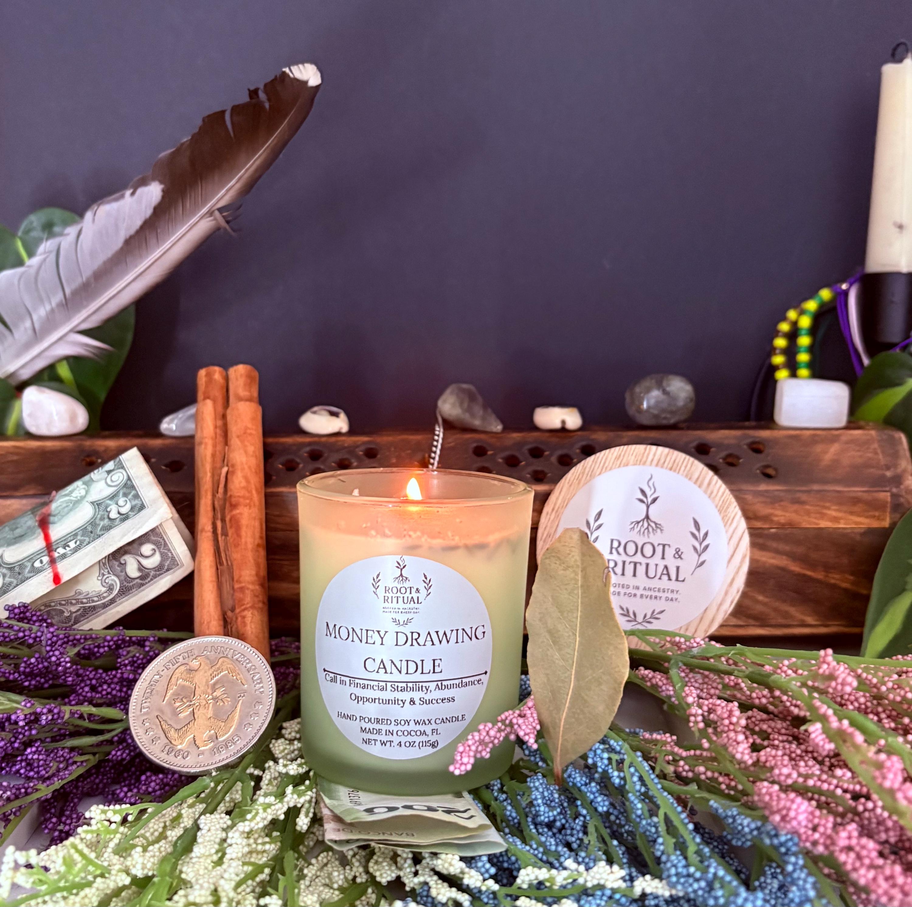 Money Drawing Ritual Candle | Prosperity, Abundance, Wealth Attraction (4 oz)