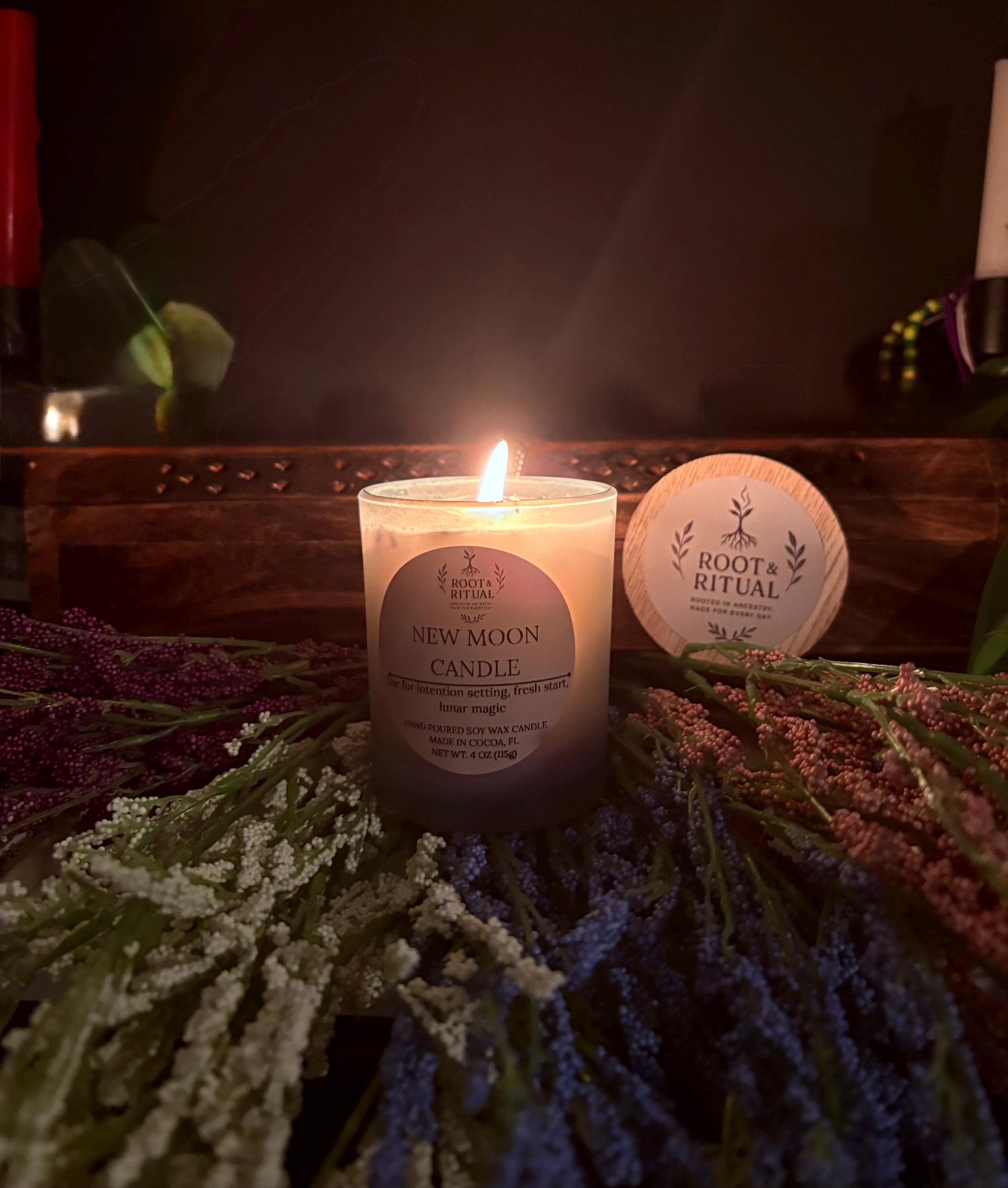 New Moon Ritual Candle | Intention Setting, Fresh Start, Lunar Magic (4 oz)