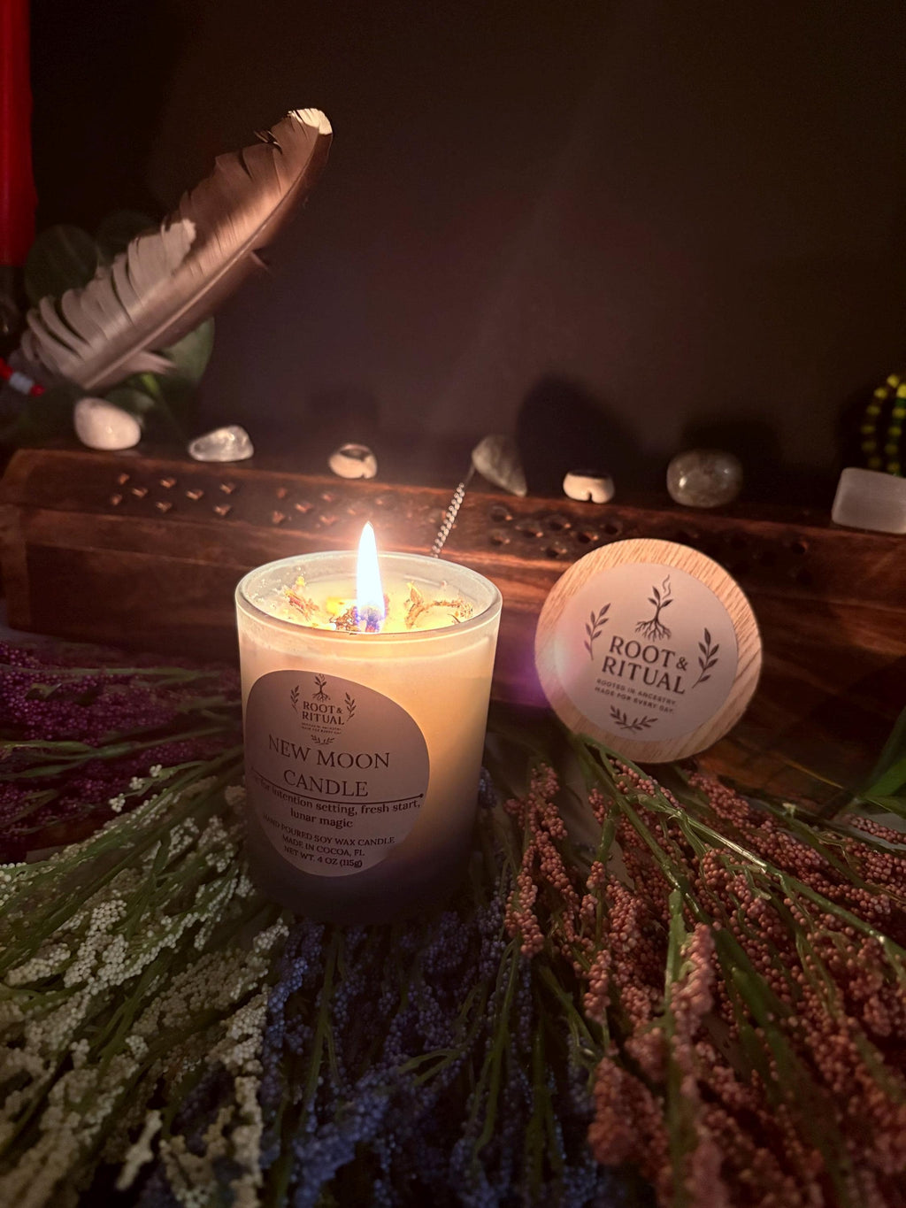 New Moon Ritual Candle | Intention Setting, Fresh Start, Lunar Magic (4 oz)