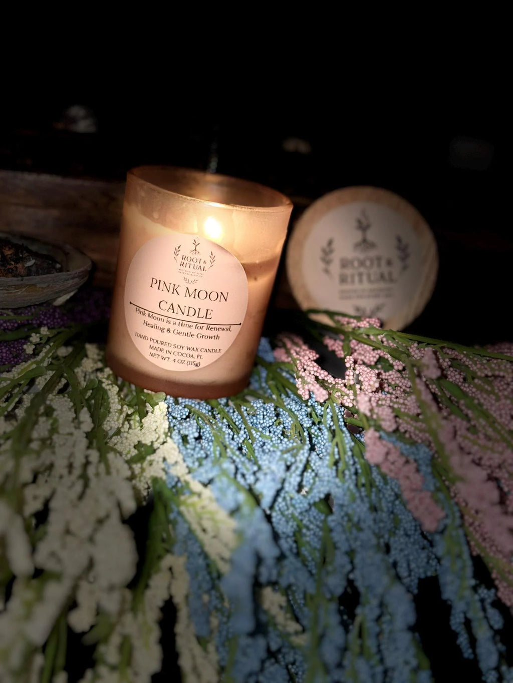 Pink Moon Ritual Candle | Renewal, Emotional Healing, Spring Lunar Magic (4 oz)
