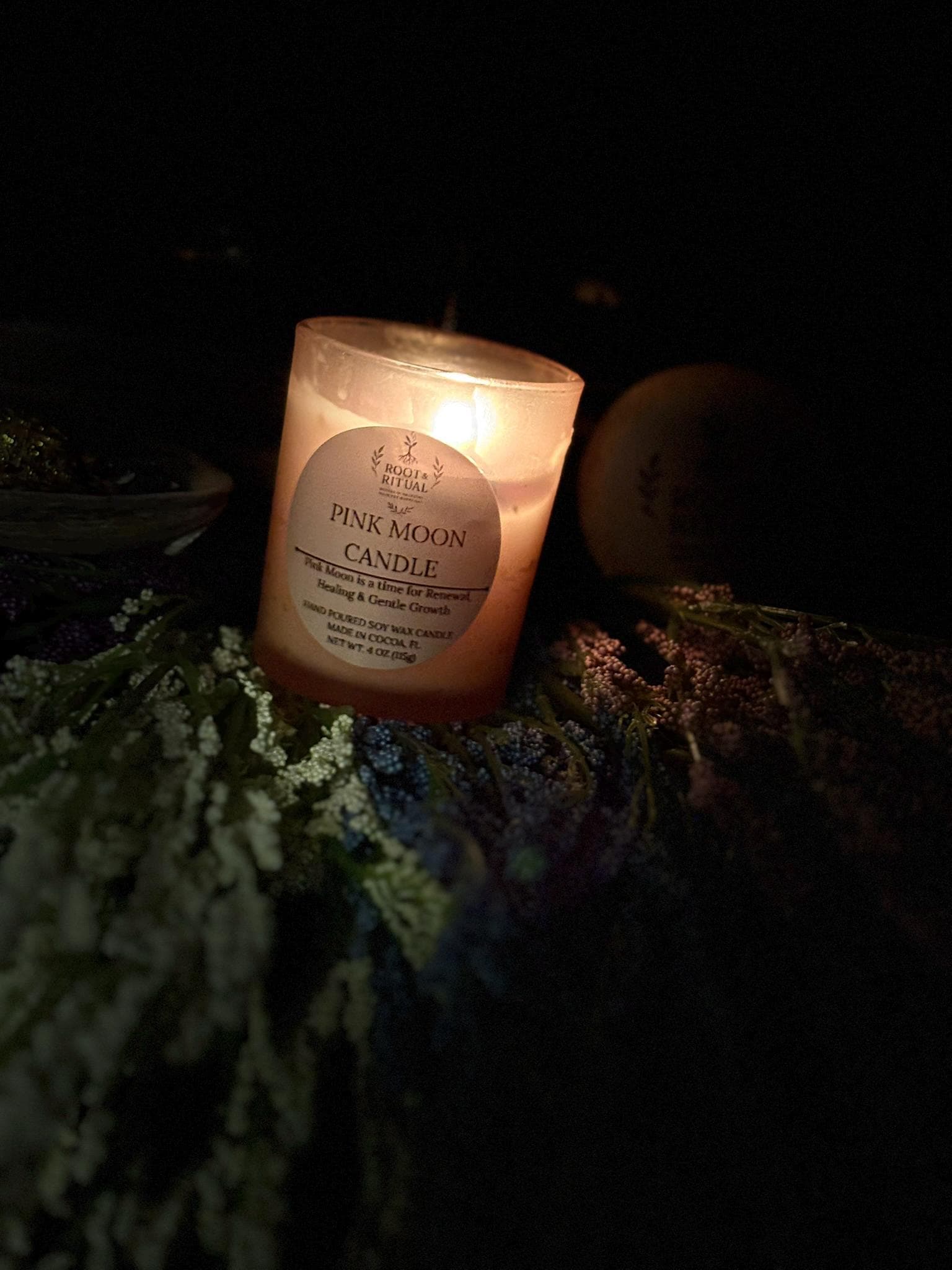 Pink Moon Ritual Candle | Renewal, Emotional Healing, Spring Lunar Magic (4 oz)