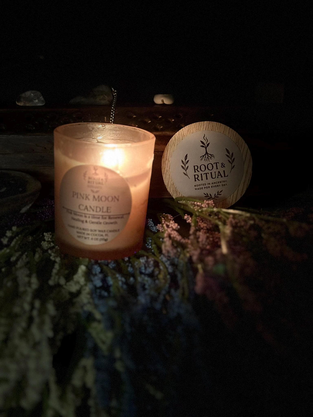 Pink Moon Ritual Candle | Renewal, Emotional Healing, Spring Lunar Magic (4 oz)