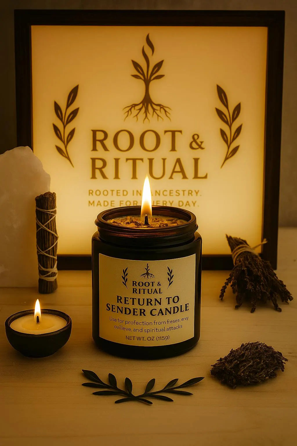 4 oz. Return to Sender Candle with Spell Card | Banishing & Reversal Ritual | Root work Hoodoo Protection